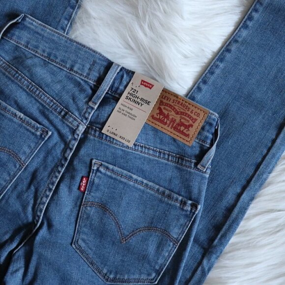 NEW Levi's 721 High Rise Skinny Jeans Medium Wash Size 25 - Picture 8 of 9